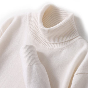 
100% pure wool sweater men's turtleneck thickened sweater loose simple fashion pullover knitted bottoming shirt warm