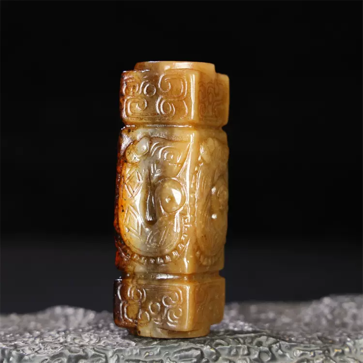 黄玉如意紋璜円 壁 和田玉 古玉 砡製彫刻 珩 琮 沁色 古玉老玉 G43 黄玉如意紋璜円 壁 和田玉 古玉 砡製彫刻 珩 琮 沁色 古玉老玉