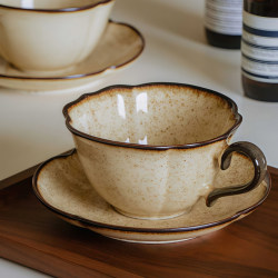Zuoyue Retro Coffee Cup Ceramic Cup High-End Exquisite Cup and Saucer Set Mug with a Sense of Luxury and High Aesthetic Value