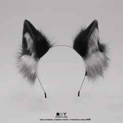 Wolf Ear Headband Female Animal Ears Fox Plush Cat Ears Hairpin Handmade Halloween Headwear Dog Cosplay Male