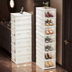 Shoe Rack for Home Entrance, Simple Shoe Storage Rack, Integrated Dust-Proof Shoe Cabinet, No Installation Required, Foldable, Space-Saving Magic Tool