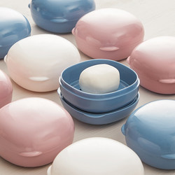 Soap Box for Travel, Portable Soap Holder with Lid, Waterproof and Draining, Creative, Unique, Cute, Round, Small Size for Face Washing