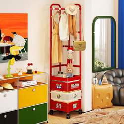 Dopamine Corner Coat Rack Bedroom Movable Clothes Rack Floor-Standing Bedside Table Integrated Clothes Storage Rack