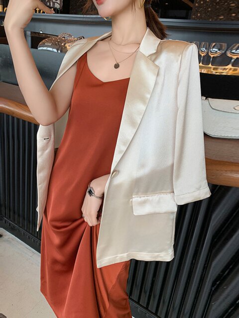 Summer thin high-end acetic acid satin suit jacket for women's large ...