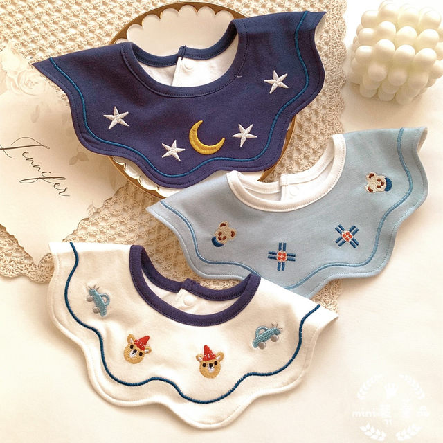 Korean version ins baby saliva napkin waterproof eating bib baby pure cotton bib 360 degree rotation anti-vomiting