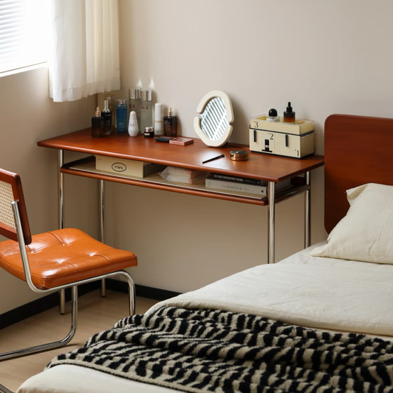 
Medieval style solid wood desk writing table study table retro home office computer table small apartment bedroom dressing table