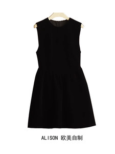 
ALISON [Zhiya] French black velvet bud vest dress for women with high waist short autumn and winter skirt