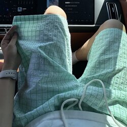 Summer trendy men's seersucker plaid casual shorts