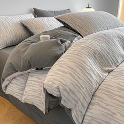 2025 New Model 100% Cotton Brushed Four-Piece Set Thickened Pure Cotton Autumn and Winter Bed Sheet Duvet Cover Fitted Sheet Bedding