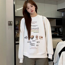 European Style Oversized Loose Cartoon Print Top for Women 2025 Autumn and Winter Heavyweight Pure Cotton Crew Neck Sweatshirt Jacket