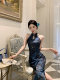 The new Chinese national style tither the satin digging shoulder to improve the slim cheong cheong cheong cheongs, the waist dress, the long skirt of the Lanling King
