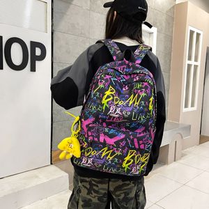 新款中小学生书包男生潮酷个性涂鸦大学生ins尼龙双肩背包女休闲