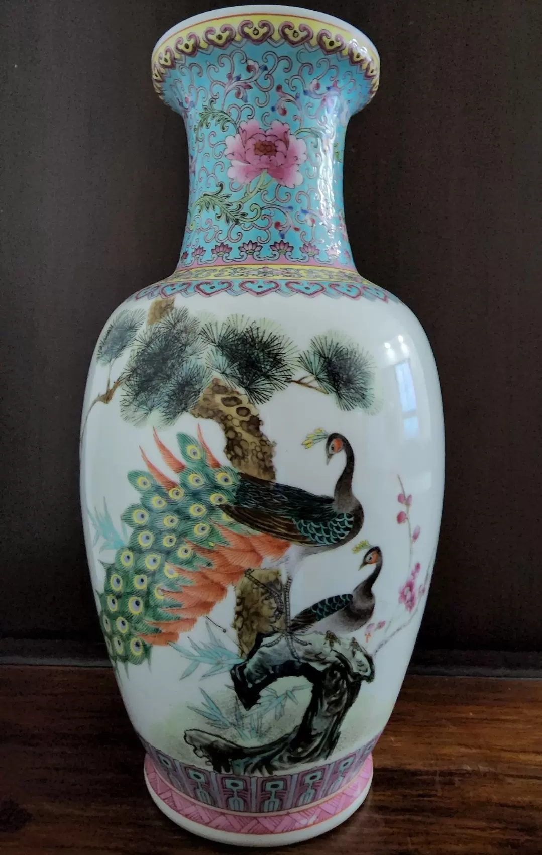 民国牛血红釉花瓶22x22cm全品連老木座明清瓷器回流精品/包老保真