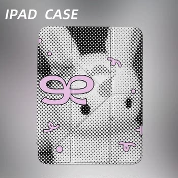 Original niche pixel rabbit iPad 9 generation 2025 new 11 generation Apple Air7Y fold anti-bend iPad shell three-fold ninth generation flat shell 11-inch Pro acrylic suitable for mini6 pen slot