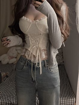 Fat mm Sweet and spicy fish bone -style pure desire pure lace camisole
