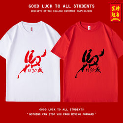 2025 College Entrance Exam Red Success Short-Sleeve T-Shirt, Pure Cotton Half-Sleeve for Men and Women, 100-Day Motivational Rally Clothing