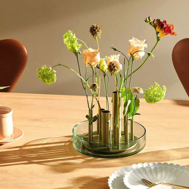 丹麥Fritz Hansen北歐輕奢玻璃花瓶客廳簡約擺件ins樣板房花器-Taobao
