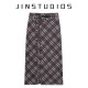 2025 summer American retro hot girl style lace-up plaid skirt makes you look slim and versatile high-waisted hip midi skirt women's skirt