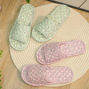 
New Korean style home interior slippers floral silent climbing mat floor fabric sole cloth slippers autumn and winter