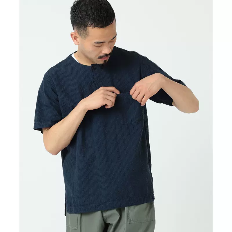 BEAMS PLUS X TS(S) HENLEY NECK T SHIRT 日本製復古亨利領T恤-Taobao