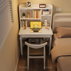 Solid Wood Desk and Bookshelf Integrated Student Home Writing Desk Simple Computer Desk Small Apartment Modern Minimalist Style Desk