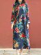 New Chinese retro disk buckle and improved cheongsam dress. Women's spring and autumn retro big flower cotton and linen ethnic style loose long skirt