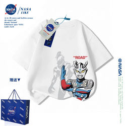 Nasa Co-Branded Ultraman Boys' Pure Cotton Short-Sleeved T-Shirt Summer Trendy Brand Foreign Style Loose Casual Middle and Large Children's Half-Sleeved T-Shirt