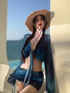 mosricci sexy pure desires European and American goddess covered sunscreen, covering meat Bikini four -piece female split swimsuit