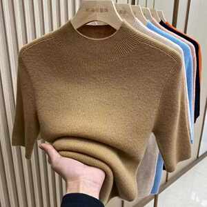 
Half turtleneck red inner soft slim fit women's style sweater Korean style three-quarter sleeve spring and summer top