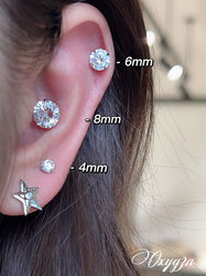 Oxyg3N | Ear-Friendly and Sparkling! Ultra-Shiny Pure Silver Flat-Bottomed Disc-Shaped Ear Bone Stud.