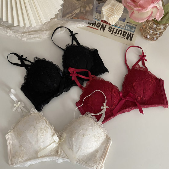 
No steel ring girl's lace underwear, latex lace comfortable push-up bra, push-up small breasts sexy seamless bra for women