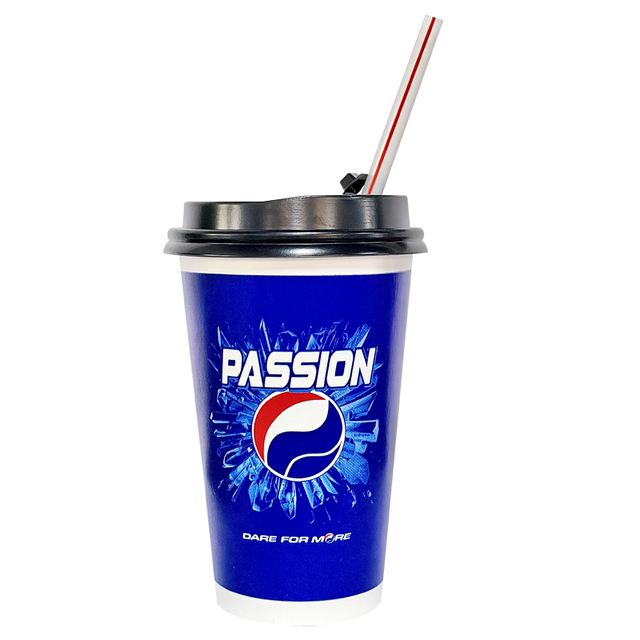 Disposable Pepsi paper cups with lid thickened double coating 1000 ...