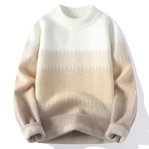 
Round neck sweater men's autumn and winter warm pullover bottoming sweater for teenagers and students loose thickened sweater