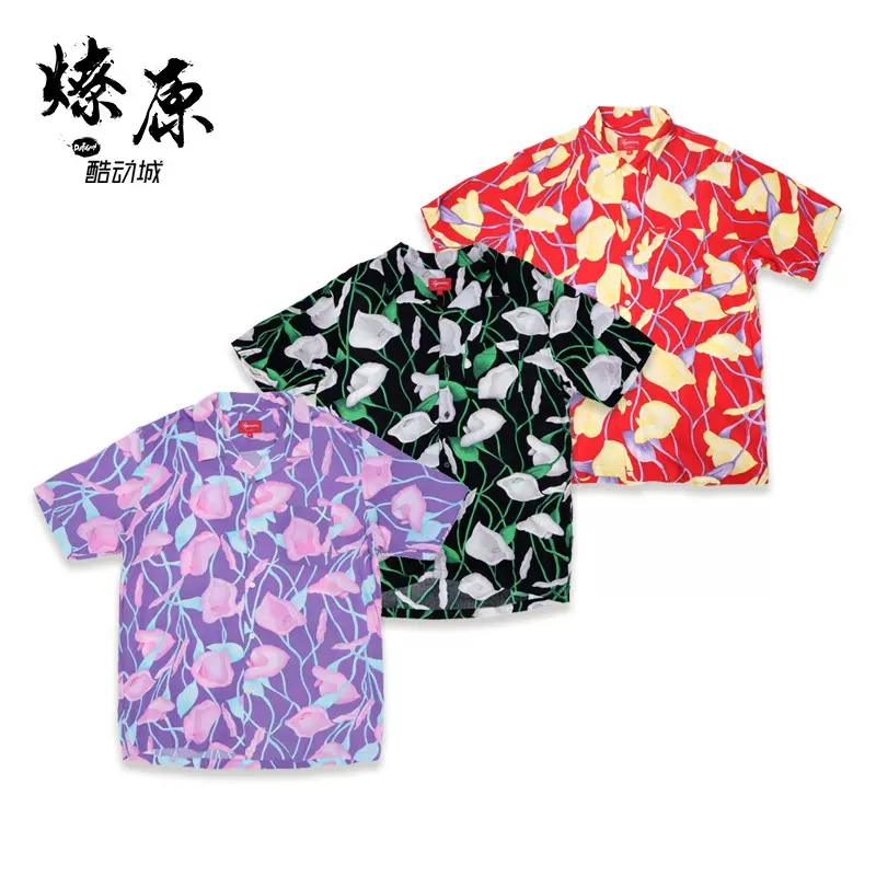 supreme lilly rayon shirts L リリー 百合 ユリ - シャツ