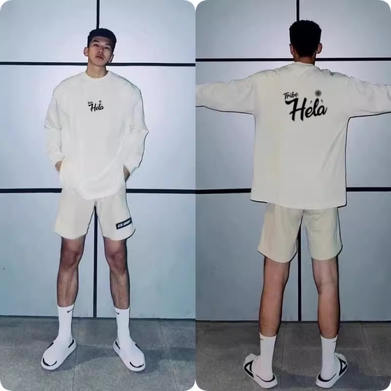 
American long-sleeved T-shirt men's spring and autumn quick-drying basketball shooting suit trendy brand ins student mesh loose sports top