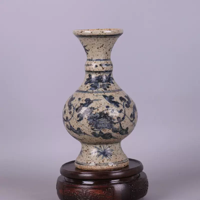 景徳鎮窯 花瓶  時代物　陶磁器 中国古玩 唐物 青花 骨董品23cm