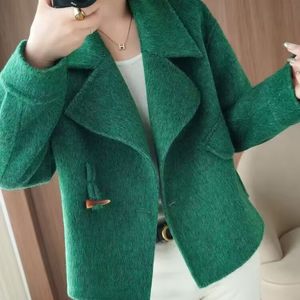 
High-end double-sided wool coat, women's coat, windbreaker, pure wool button, high-end woolen short style, small person