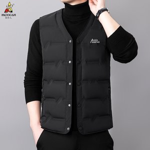 
Scarecrow down jacket V-neck vest men's winter warm casual vest middle-aged and elderly inner wear popular vest