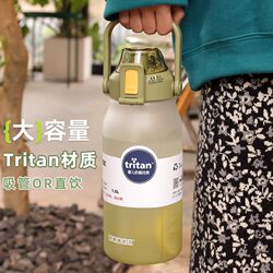 Japanese Tritan Sports Water Bottle, Large Capacity, Suitable for Men and Women Students, Summer High-Temperature Resistant, Stylish with Straw, Hiking Water Bottle