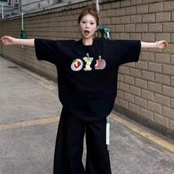 Plus-Size Pure Cotton Oversized Short-Sleeve T-Shirt for Women, Summer American Style, Loose Fit, Unique Design, Large Version 150kg Top