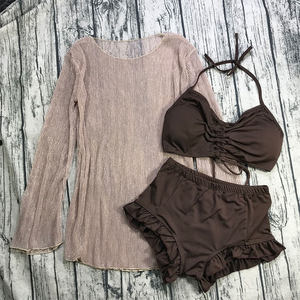 Slim Swimwear Women's Three -piece Set Slim Skin, Conservative Long -sleeved Student Sexy Bikini Girl Little Fresh Swimsuit