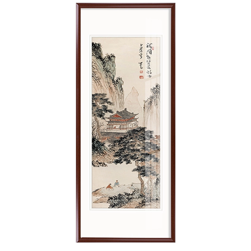 玄関装飾画客間水墨山水縦版招财中国風掛け絵 新中式玄关装饰画山水画挂画竖版入户走廊过道壁画招