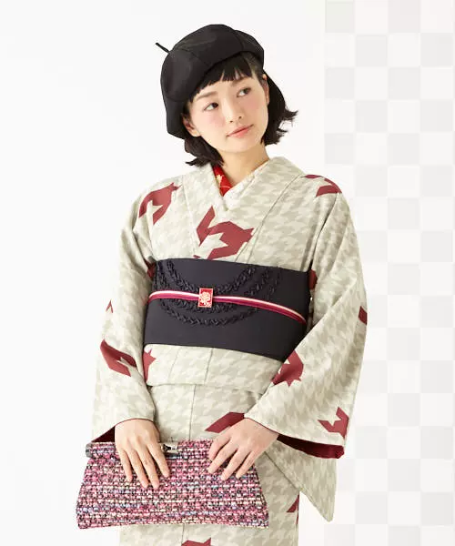 2020日本正裝小紋和服女士着物千鳥格化纖免熨燙雙層內裏正統和服-Taobao