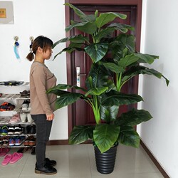 Fake Plant Potted Plant, Artificial Green Giant, Living Room Decoration, Floor-Standing Fake Flower Decoration, Dripping Water Guinea Plant, Large Green Plant Bonsai