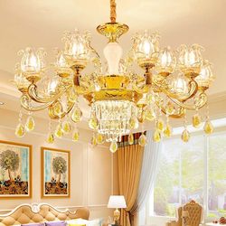 European-Style Crystal Chandelier 2025 New High-End Elegant Light Luxury Living Room Lamp Dining Room Bedroom Study Lighting Package
