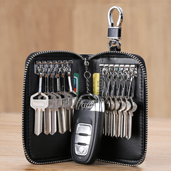 2023 New Zipper Large-capacity Key Bag Men's Leather Multi-functional Practical Car Key Bag Cowhide Key Bag