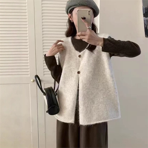 
2025 New Light Luxury Knitted Vest Cardigan Women's Autumn and Winter New Vest Korean Style Simple Retro Soft Waxy Loose