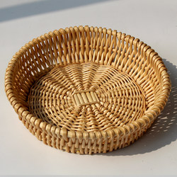 Natural Rattan Woven Household Steamed Bun Basket, Wicker Bread Basket, Snack Basket, Woven Storage Basket, Egg and Fruit Tray
