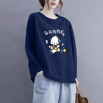 Fat mm300Jin [Jin equals 0.5 kg] Pure cotton long-sleeved T-shirt for women in 2025 autumn new style of meat covering and casual loose top for commuting