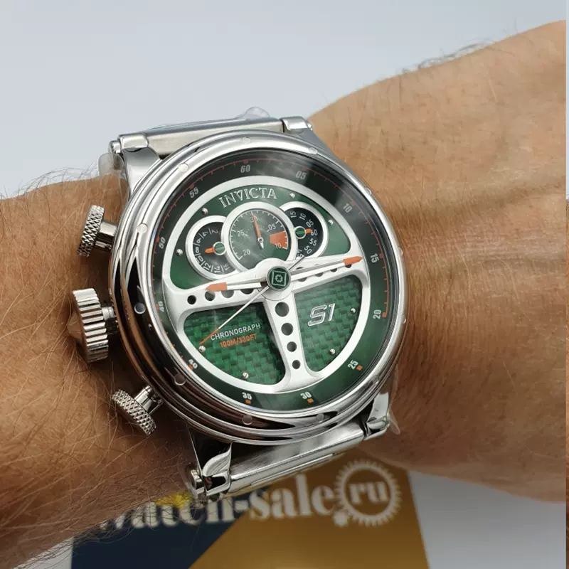 代購Invicta S1 Rally因維克塔男錶計時碼錶綠錶盤石英手錶 30575